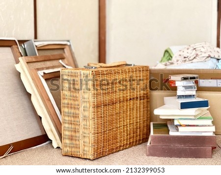 Frames, baskets, cassette tapes, etc. that are being cut off Royalty-Free Stock Photo #2132399053