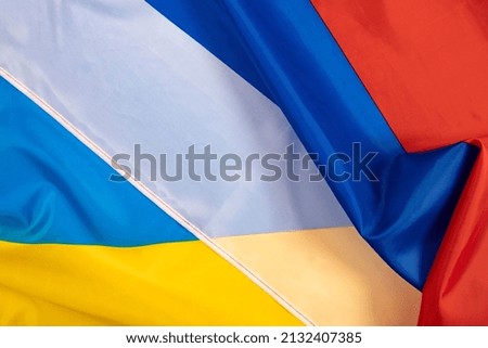 Flags of Russia and Ukraine. Russian-Ukrainian war