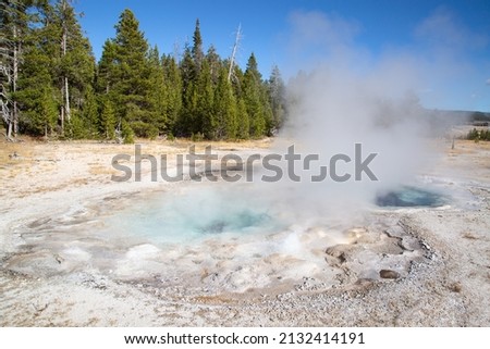 Old Faithful geyser basin in the Yellowstone National park, USA Royalty-Free Stock Photo #2132414191