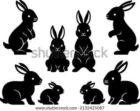 
Rabbit silhouette illustration set in various poses
