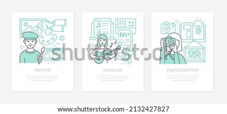 Creative professions - modern line design style banners set