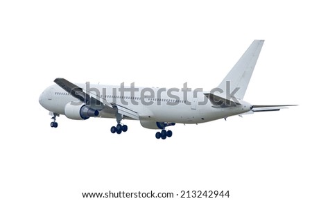 white commercial airplane isolated on white background This has clipping path