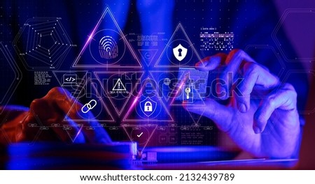Cybersecurity cybercrime internet scam business, Cyber security VPN privacy protection digital network technology computer virus attack defense, digital wallet data hacking protection firewall Royalty-Free Stock Photo #2132439789