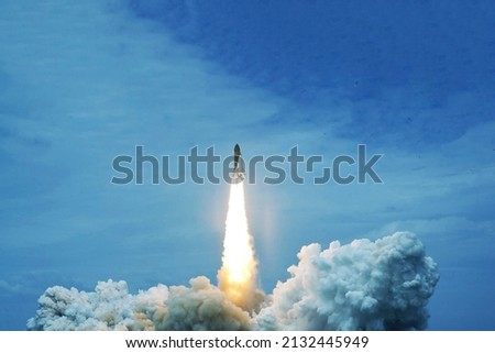 Launch of a space shuttle into space. Elements of this image furnished by NASA. High quality photo
