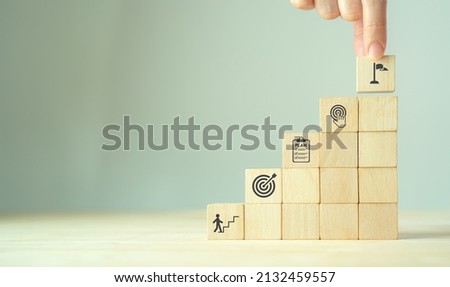 goal plan action, Business action plan strategy concept, outline all the necessary steps to achieve your goal and help you reach your target efficiently by assigning a timeframe a start and end date Royalty-Free Stock Photo #2132459557
