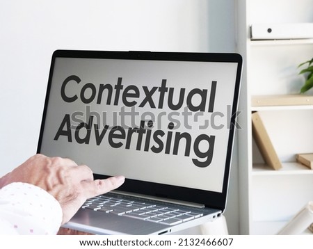 Contextual advertising is shown on a business photo using the text