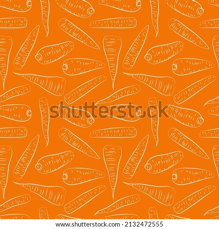 A set of seamless background with carrots. Line drawing and white contour. Lines have different widths. vector graphics, 1000x1000.
