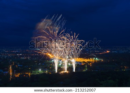 Colorful fireworks display at Chiangmai