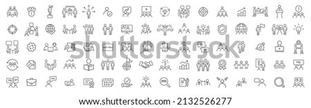 Business training and office line icons collection. Big UI icon set. Thin outline icons pack. Vector illustration eps10 Royalty-Free Stock Photo #2132526277