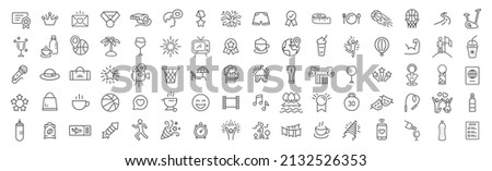 Lifestyle and entertainment line icons collection. Big UI icon set. Thin outline icons pack. Vector illustration eps10 Royalty-Free Stock Photo #2132526353
