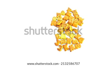 Alphabetical shape cookies isolated on white background