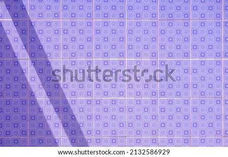 Sunlight and shadow on surface of purple tile wall background inside of home