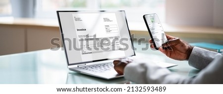 Digital Invoice Document Or Payment Receipt On Mobile Phone Royalty-Free Stock Photo #2132593489