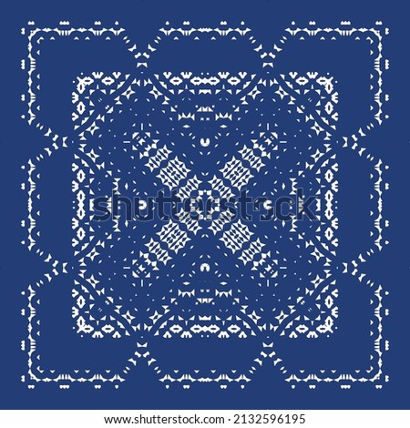 Antique azulejo tiles patchwork. Original design. Vector seamless pattern theme. Blue spain and portuguese decor for bags, smartphone cases, T-shirts, linens or scrapbooking.