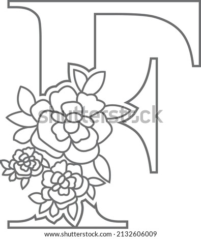 Floral alphabet letter coloring book for kids. Vector illustration of educational alphabet latter with flower art work coloring pages. 
Doodle style.