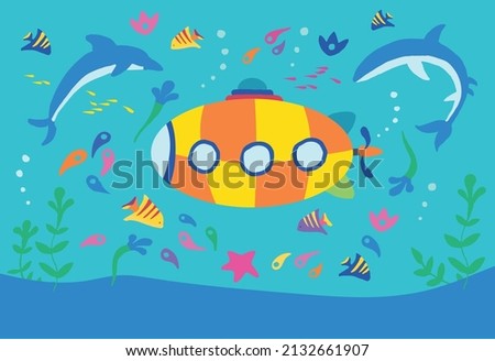 Submarine underwater animals sea life