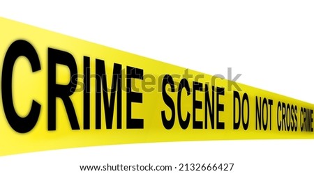 close-up of Yellow Tape Danger, Emergency Caution Tape, crime scene, isolated white background, police work concept, investigate crime committed in the city