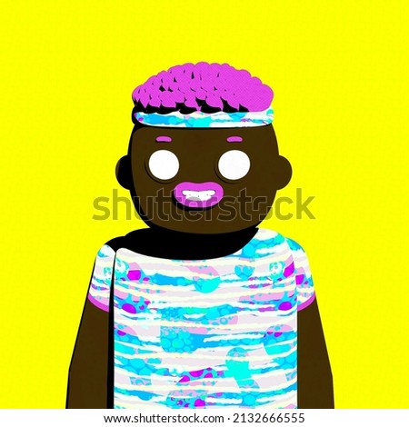 Set of funny African American boy avatar. Sporty active style. 3d creative character minimalist design