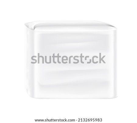 Stand bag with handle mockup. Vector illustration isolated on white background. Ready for your design. Suite for the presentation of diaper, wet wipes, foods, household, etc. EPS10. Royalty-Free Stock Photo #2132695983