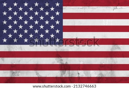 Full frame shot of american flag on wall. unaltered, flag of united states, striped, pattern, star shape, backgrounds, flag, identity, politics and national flag.