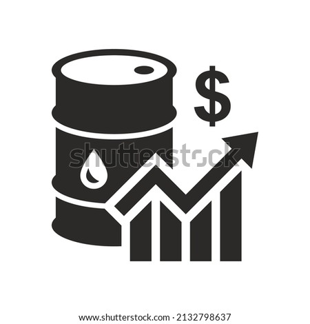 Oil icon. Oil price surge. Oil industry. Price per barrel. Vector icon isolated on white background. Royalty-Free Stock Photo #2132798637
