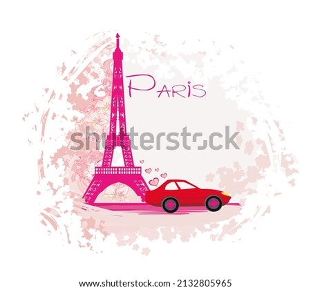 artistic floral banner - car trip in Paris 