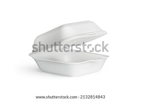 White styrofoam food box isolated on white background. With clipping path Royalty-Free Stock Photo #2132814843