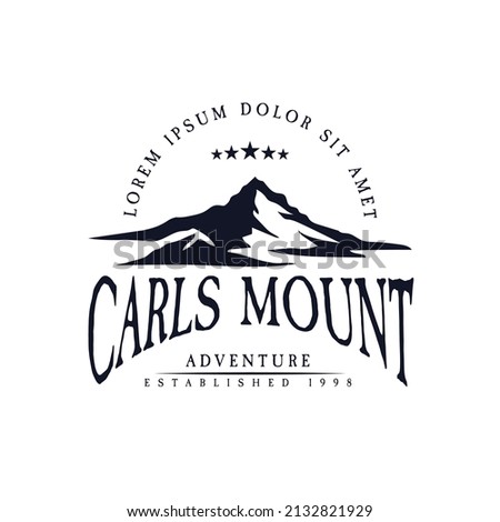 mountain adventure logo. mountain silhouette. wildlife camp logo