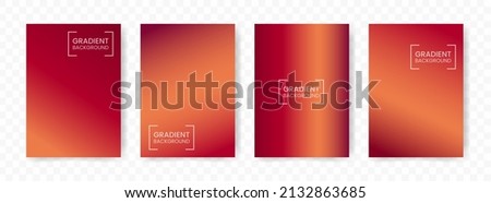 Vector illustration of abstract 4 shapes. red heart and light brown linear gradient background on transparent background(PNG). A4 sized template. editable vector.