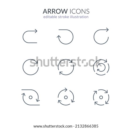 circle arrow line icon set for web and app. editable stroke vector illustration Royalty-Free Stock Photo #2132866385