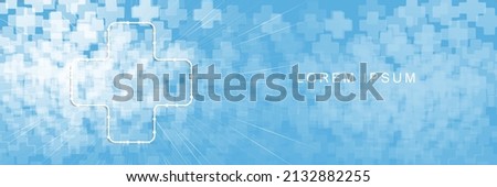 Abstract blue and white cross sing background. Healthcare concept background. Vector illustration