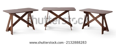 desk different angle isolated on white background . Set of wooden table