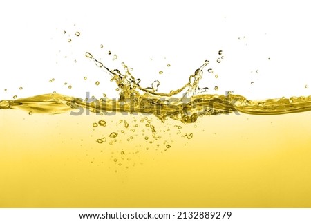 Cooking oil with air bubble splash isolated on white background. Royalty-Free Stock Photo #2132889279