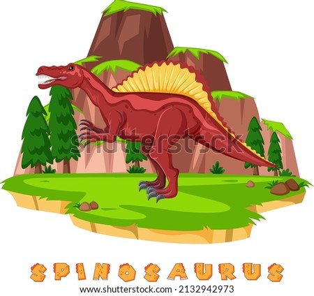 Dinosaur wordcard for spinosaurus illustration