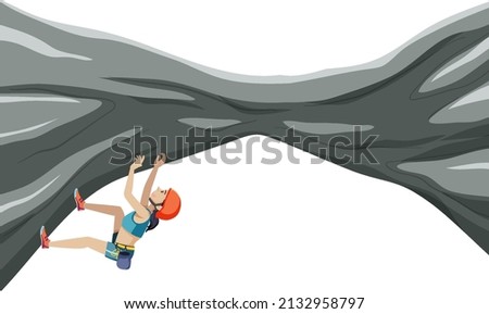 People doing outdoor rock climbing on white background illustration