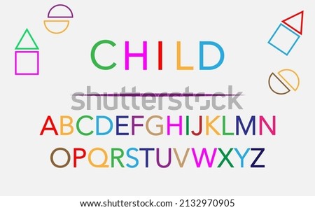 alphabet colorful font style. Set Fun Colored letters design isolated on a white  background. Back to school concept, flat design. Vector illustration