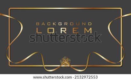 Frame with gold ribbons. Dimension 16:9. Vector illustration. Royalty-Free Stock Photo #2132972553