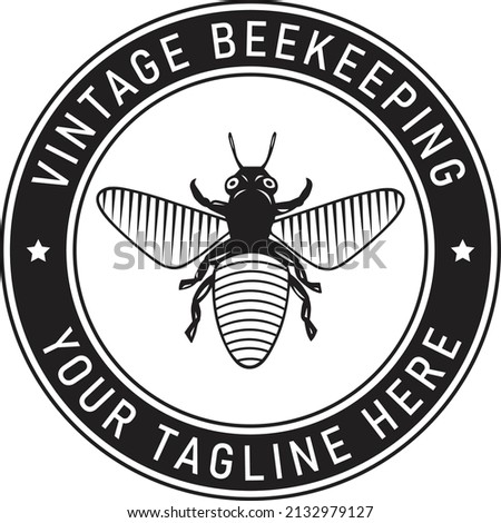 Honey retro vintage logo design. Bee logo