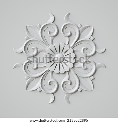 Plaster relief, embossed pattern white background. Royalty-Free Stock Photo #2133022895