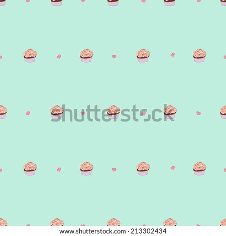 Sweet pattern with cupcakes. Vintage pattern. Seamless pattern for fabric, paper and other printing and web projects.