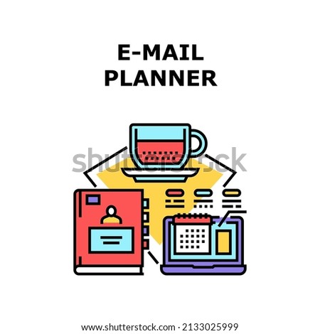 E-mail planner phone. Directory list. address book. contact name. email business. telephone mail. calendar planner vector concept color illustration