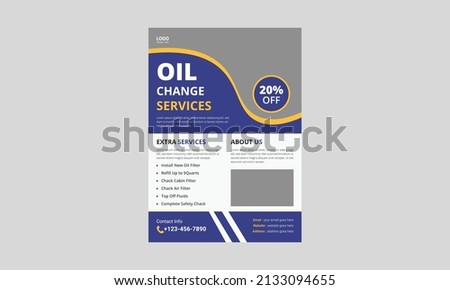 Oil Change Service Flyer Template. Auto Service flyer leaflet design. Automotive Service flyer design. cover, a4 size, flyer, poster, print ready