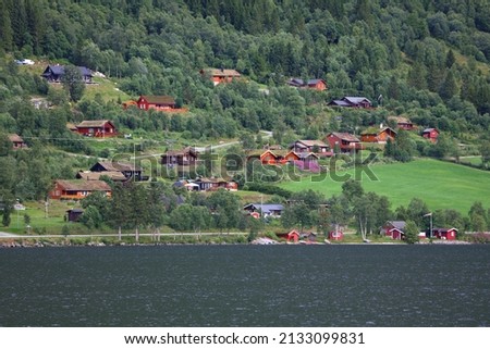 Hytte holiday homes in Norway. Village by Eidsvatnet lake in More og Romsdal region.