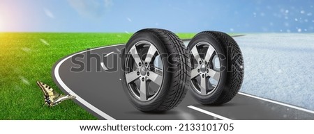 Swap winter tires for summer tires - time for summer tires Royalty-Free Stock Photo #2133101705