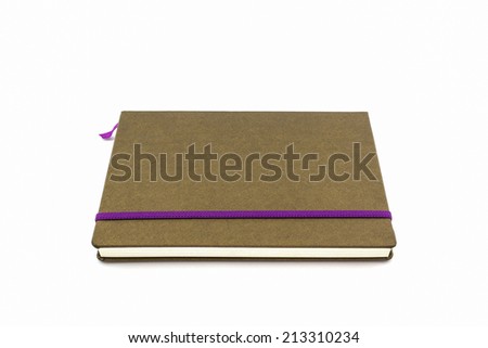 Close up Brown Diary Book on white background.