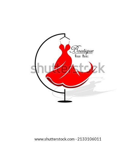 illustration of a minimalist logo design can be used for women's clothing products, symbols, signs, online shop logos, special clothing logos, boutique  Royalty-Free Stock Photo #2133106011