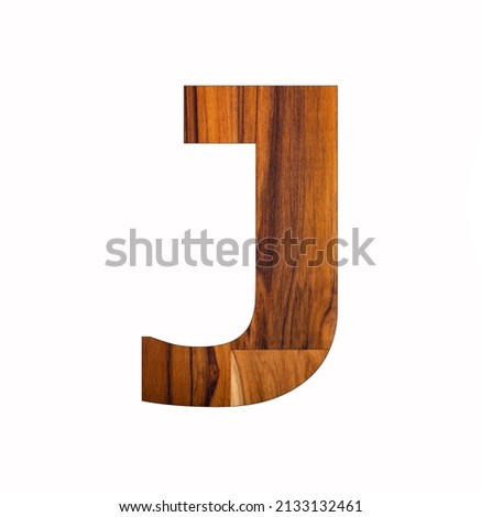 Wooden alphabet capital letter J - Black background