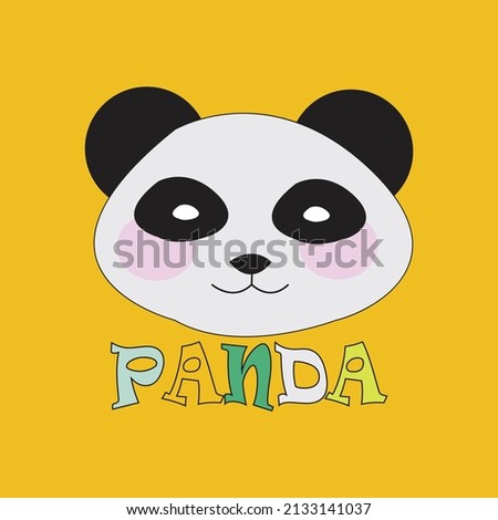 Cute Panda Face character vector icon on yellow background