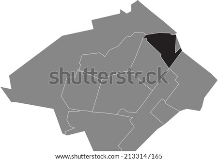 Black flat blank highlighted location map of the NOORDHOVE DISTRICT inside gray administrative map of Zoetermeer, Netherlands
