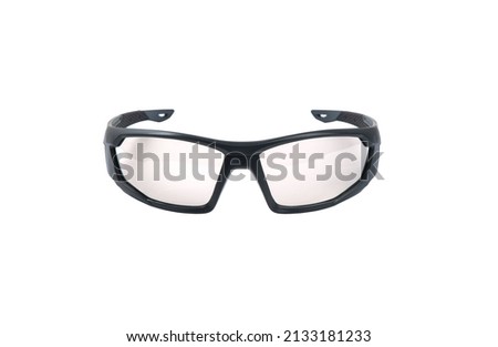 Modern safety goggles for athletes, shooters and workers. Eye protection goggles isolated on white background. Royalty-Free Stock Photo #2133181233